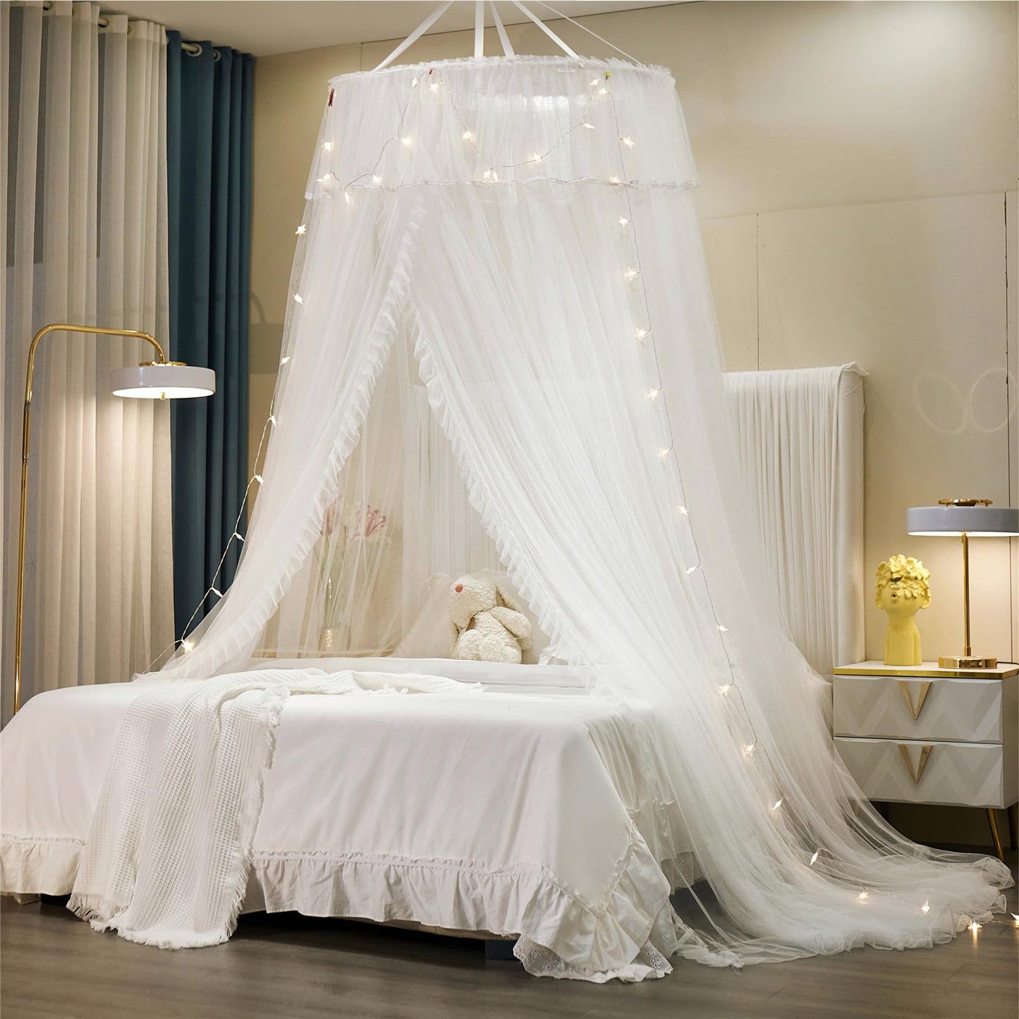 Princess Bed Canopy Bed Canopy Curtain- Double Layer Sheer Mesh Dome Bed Curtain