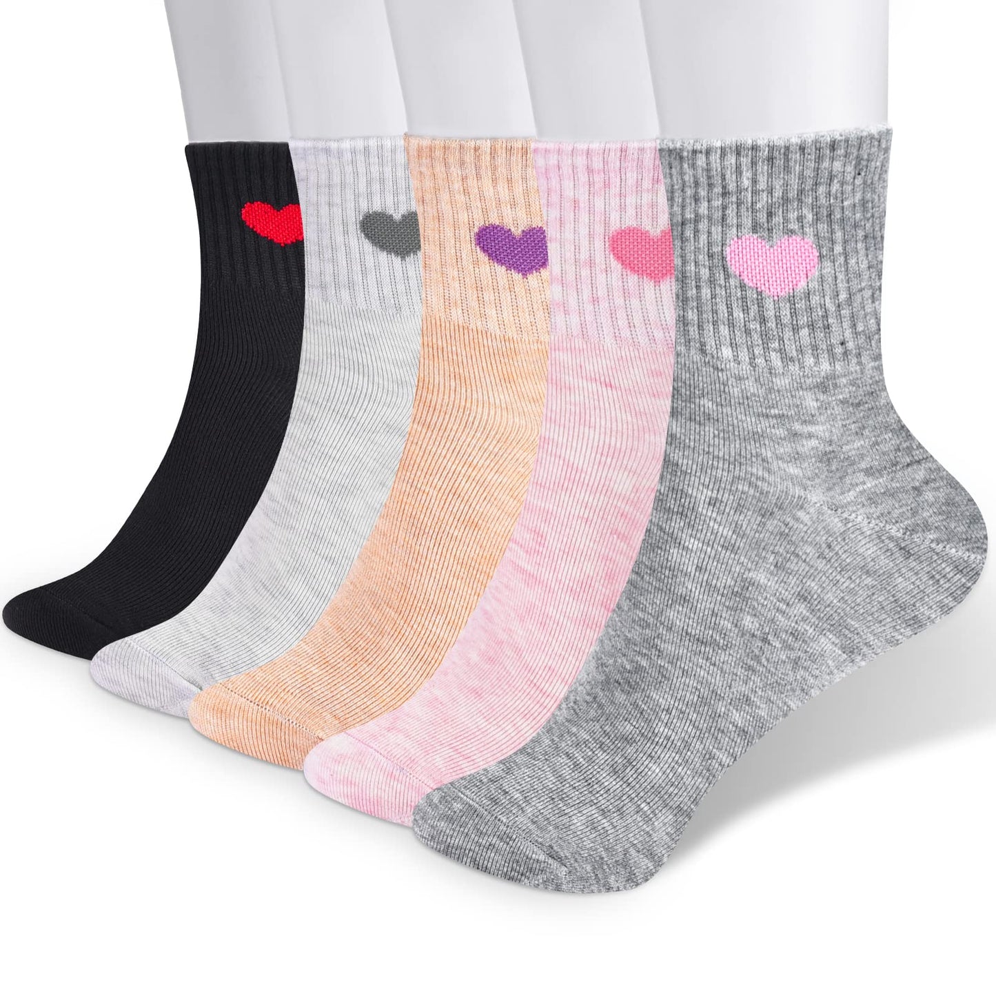 Women's Crew Socks Ankle High Cotton Fun Cute Athletic Running Socks(5-Pairs With Present Box)