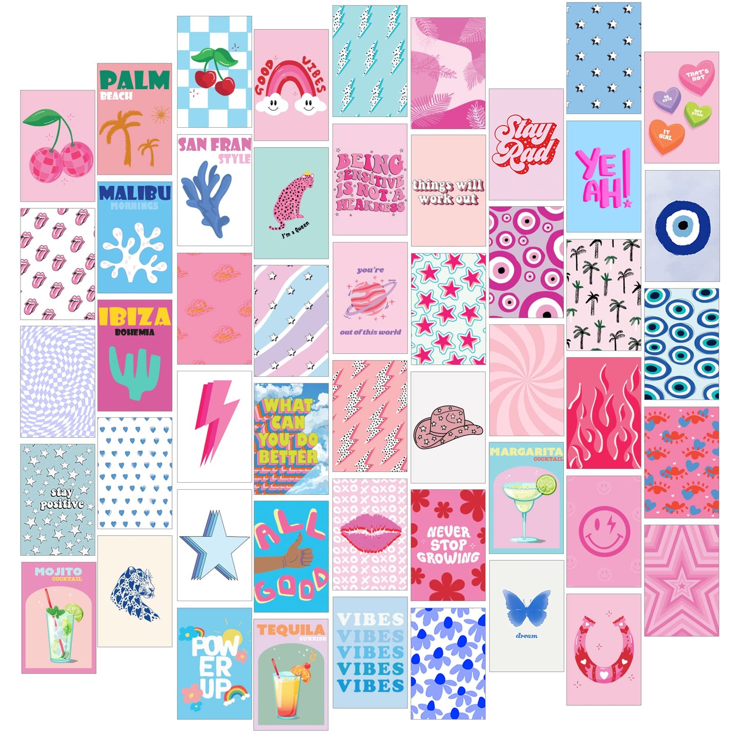 Preppy Aesthetic Wall Collage Kit – Cute Posters for Girls' Bedroom Decor