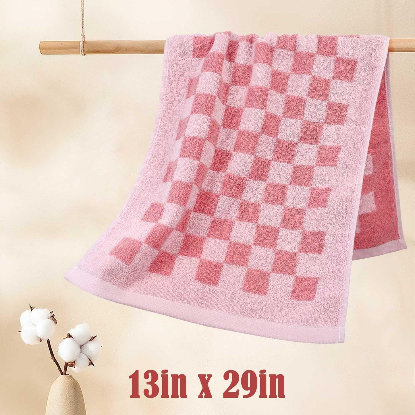 Checkered Soft Cotton Hand Towels 4 Pack Lightweight Absorbent Towels 29x13 Inches