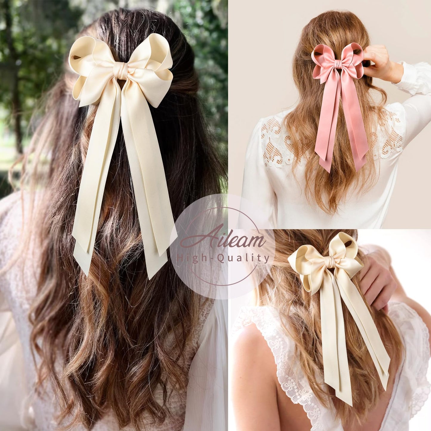 Silky Satin 2PCS Hair Bows Hair Clip - Holder Accessories Slides Metal Clips Hair Bow