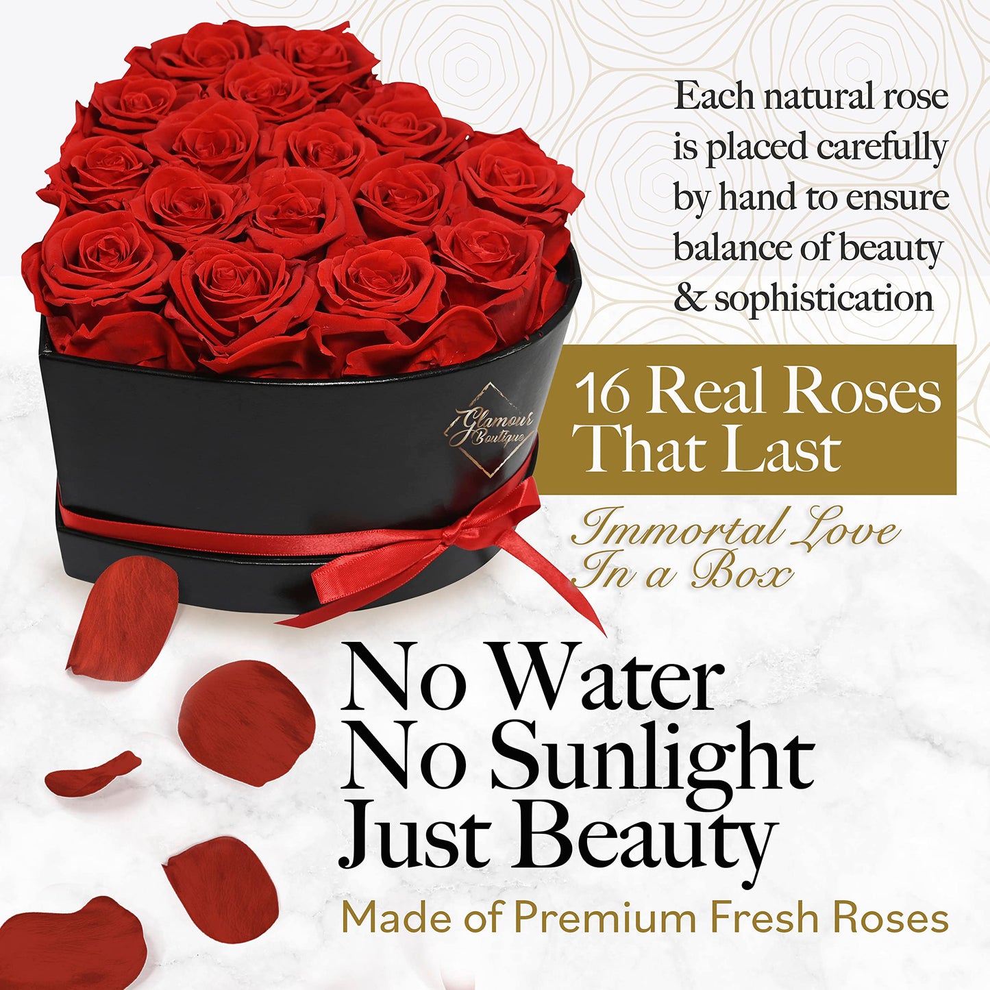 Forever Heart Shape Box - Preserved Roses