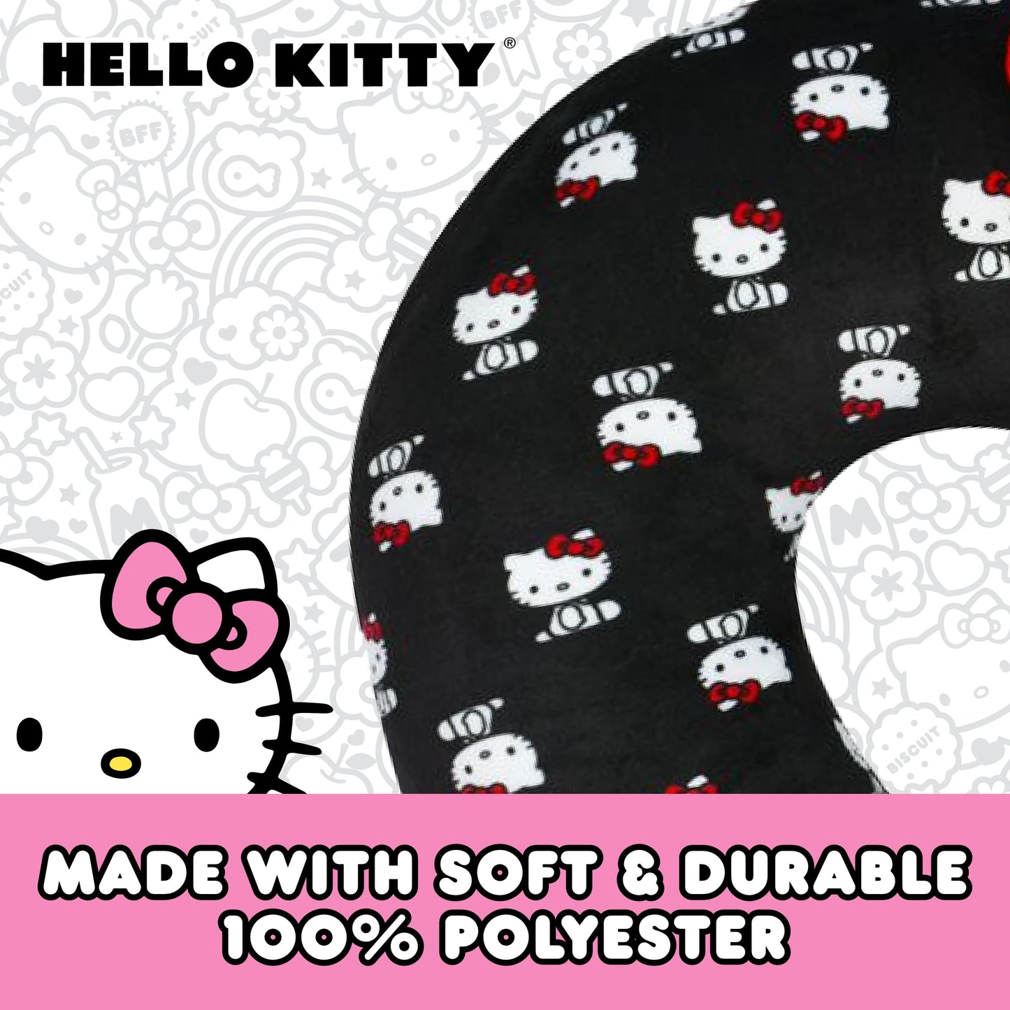 Hello Kitty Neck Pillow Support, Portable Travel Car Pillow for Sleep