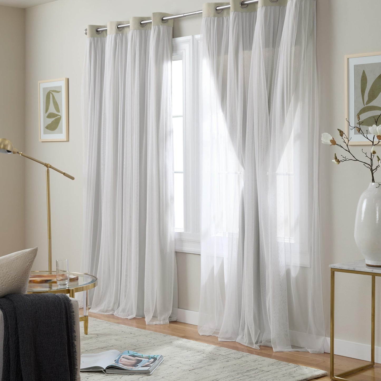 Exclusive Home Catarina Layered Solid Room Darkening Blackout and Sheer Grommet Curtain Panel