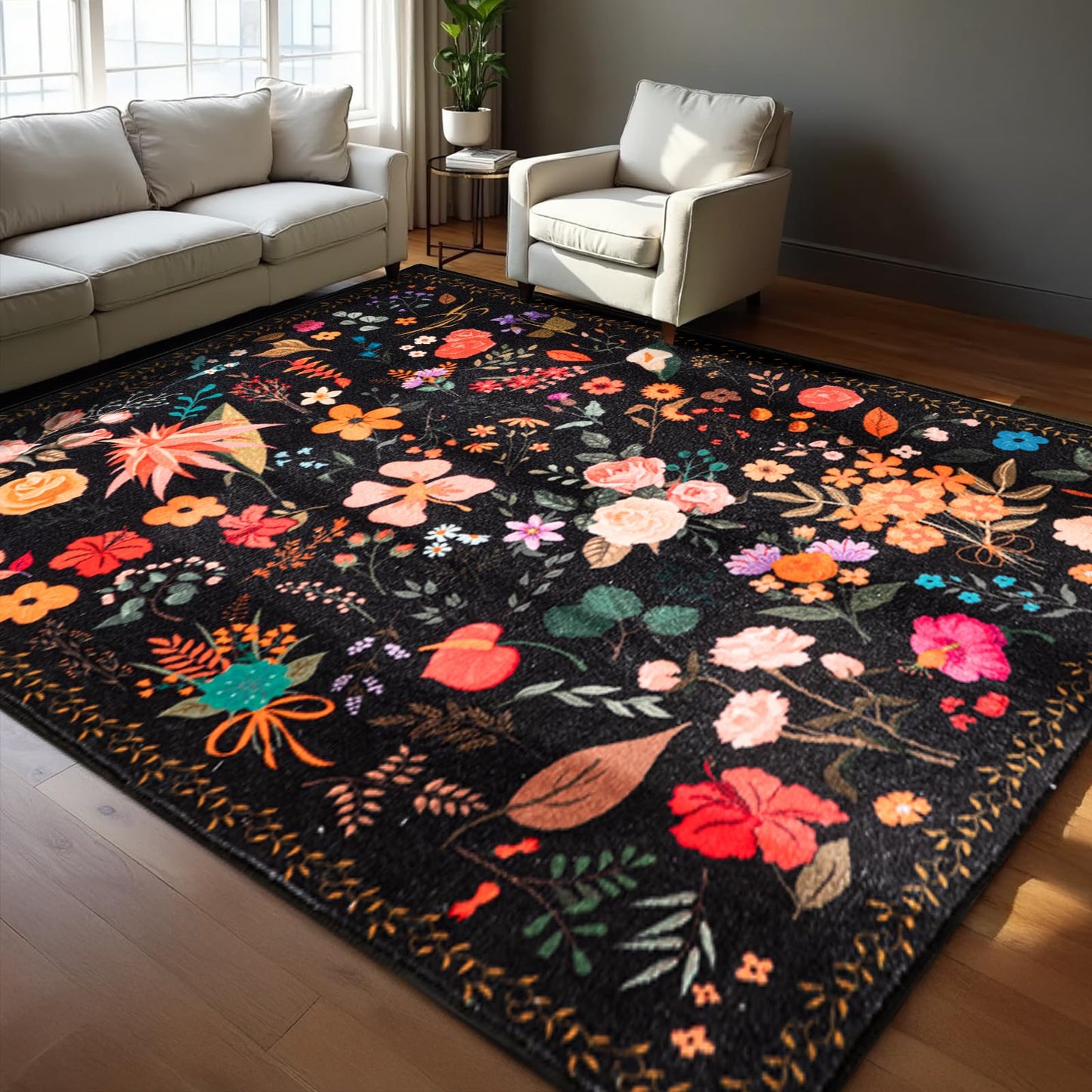 Non Slip Machine Washable Large Living Room Rug