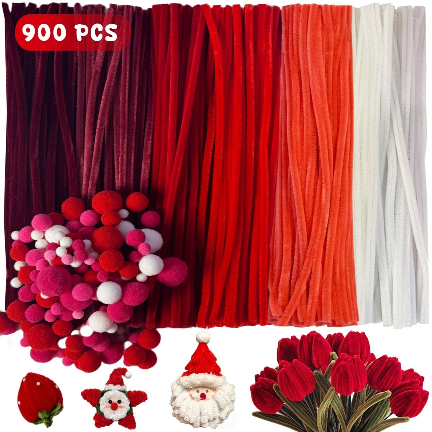 Pipe Cleaners and Pom Poms for DIY Crafts and Decorations, 900+