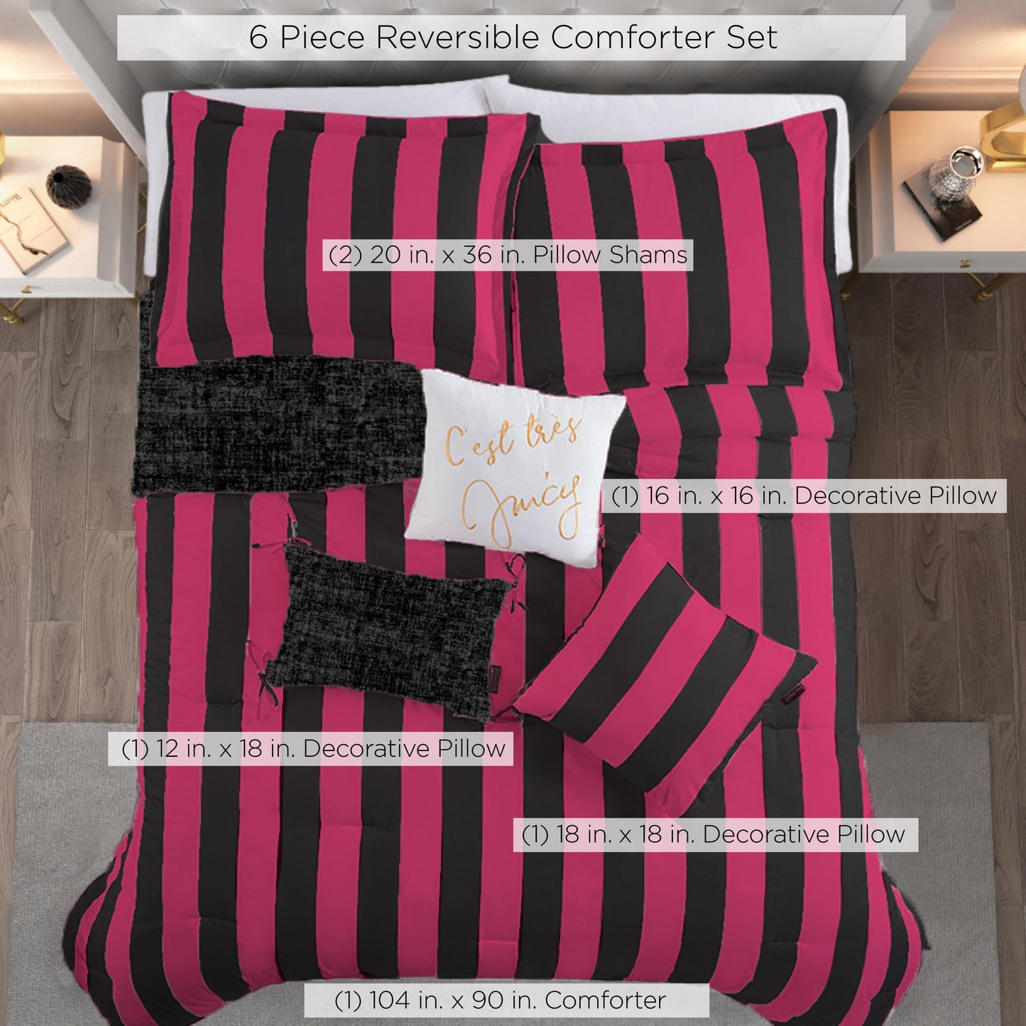 Juicy Couture Cabana Stripe Reversible Bedding Set