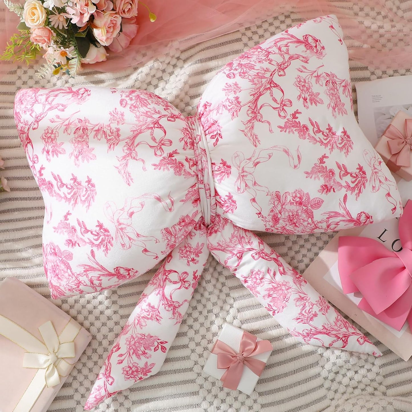 Large Plush Coquette Bow Pillow Decoration 24inch