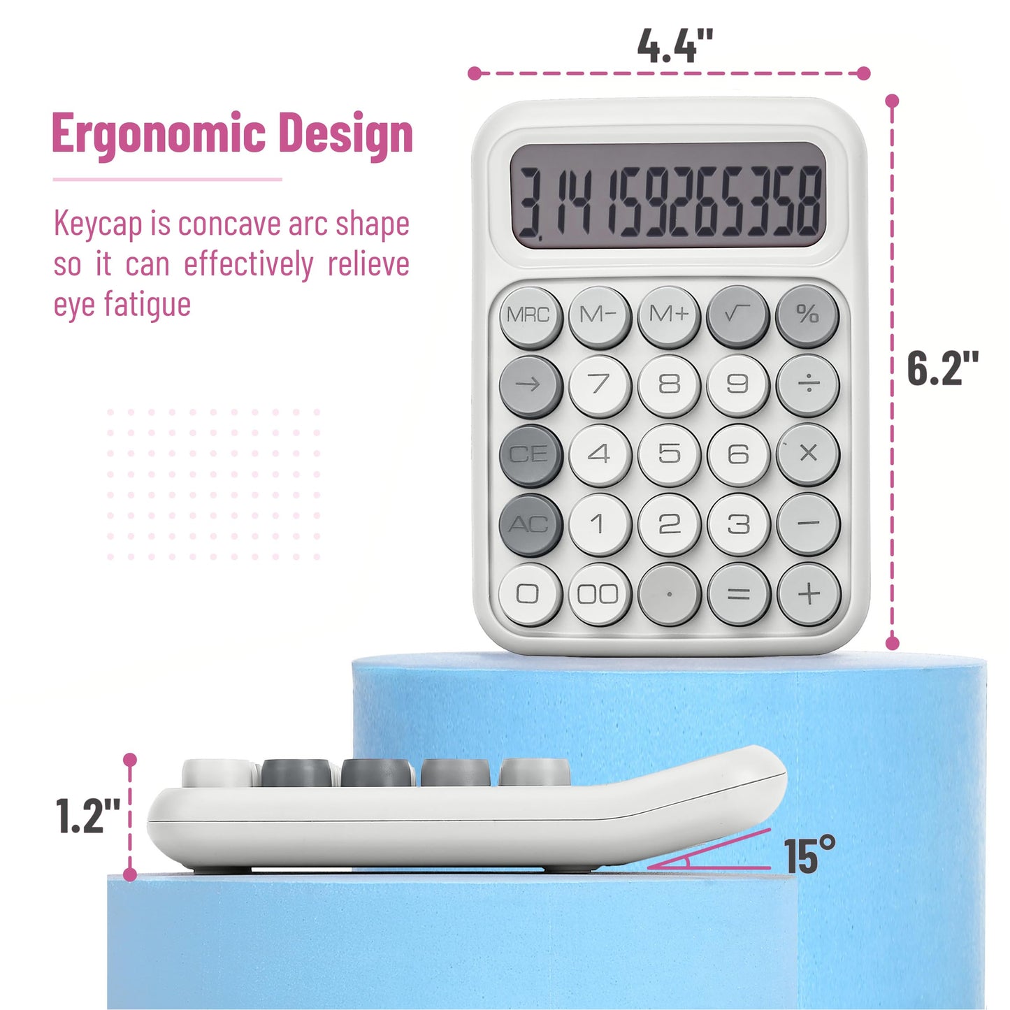 Large Mechanical Switch Calculator, 12 Digits, LCD Display, Big Buttons