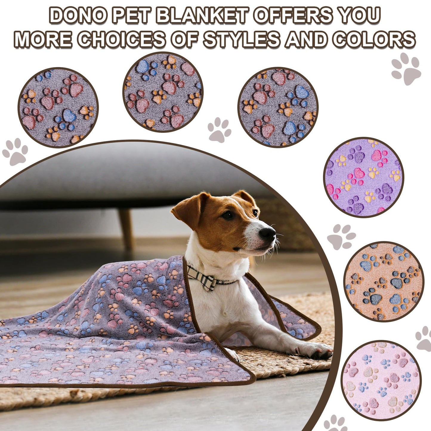 Soft Fluffy Fleece Blanket for Small, Medium and Large Dogs - Paw Print Pink Pet Blanket