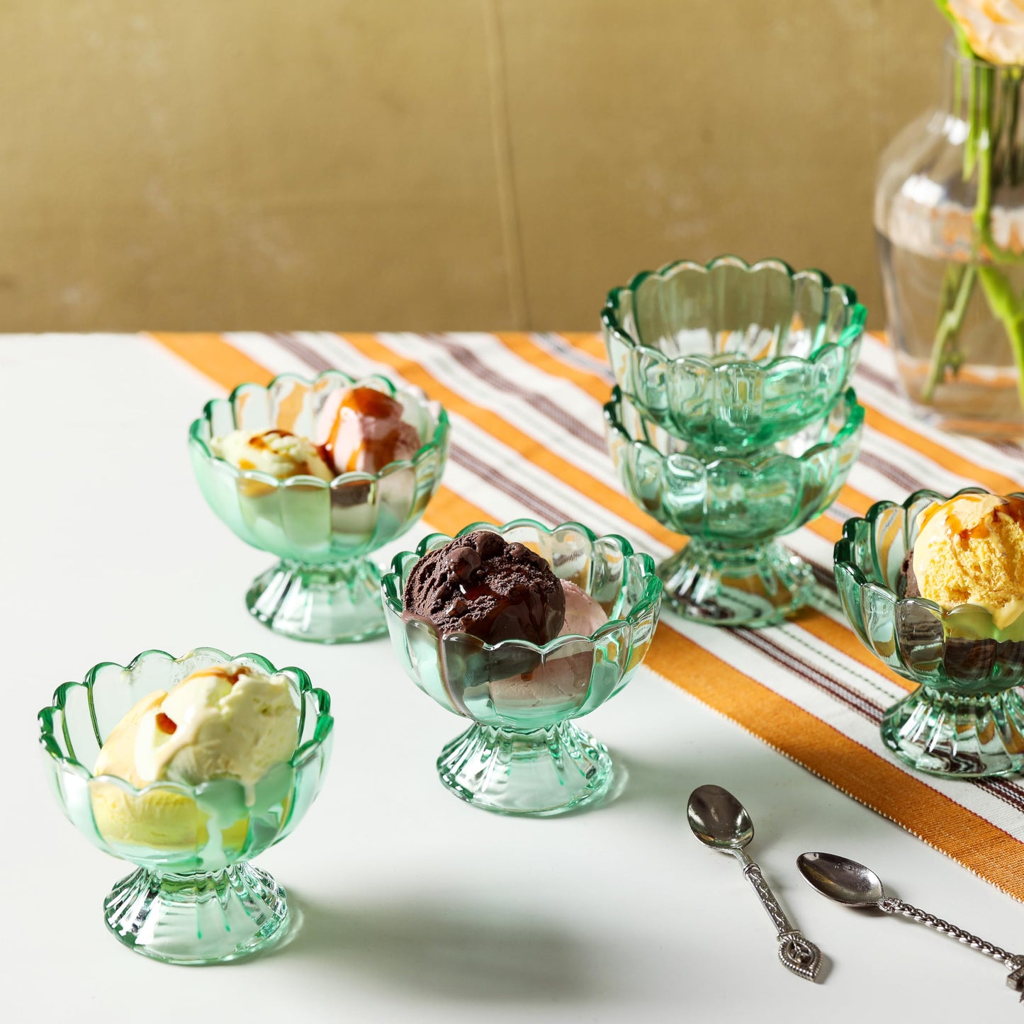 Set of 5oz Footed Tulip Glass Dessert Cups – Perfect for Ice Cream, Sundaes, Fruit, Snacks, Cocktails & Holiday Parties