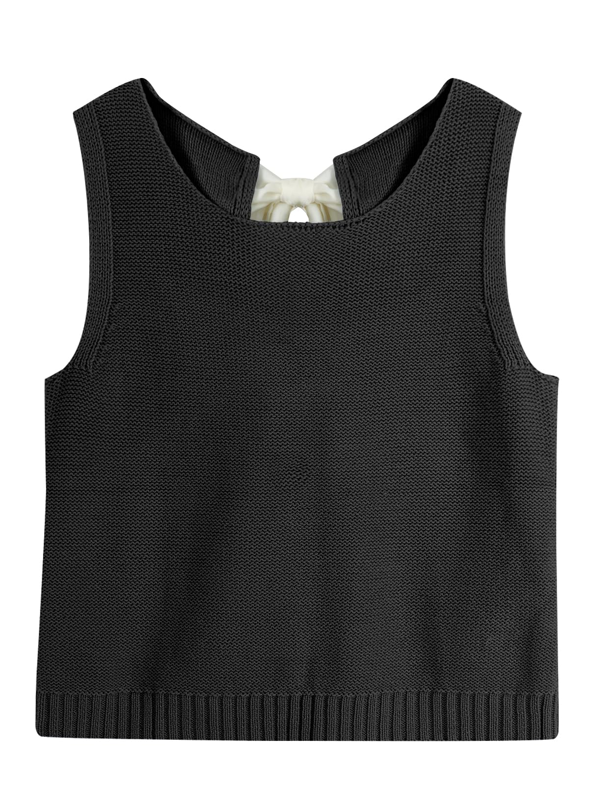 Loose Tank Tops Open Back Bow Tie Knit Sleeveless Sweater Vest