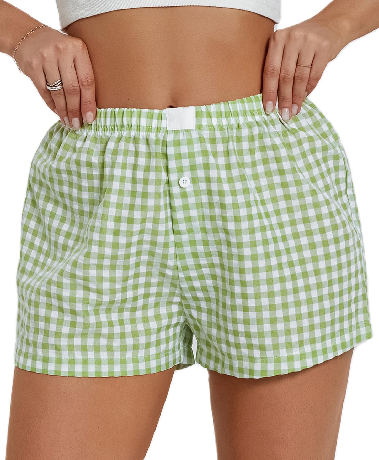 Gingham Cute Pajamas Shorts l Bottoms Elastic Boxers