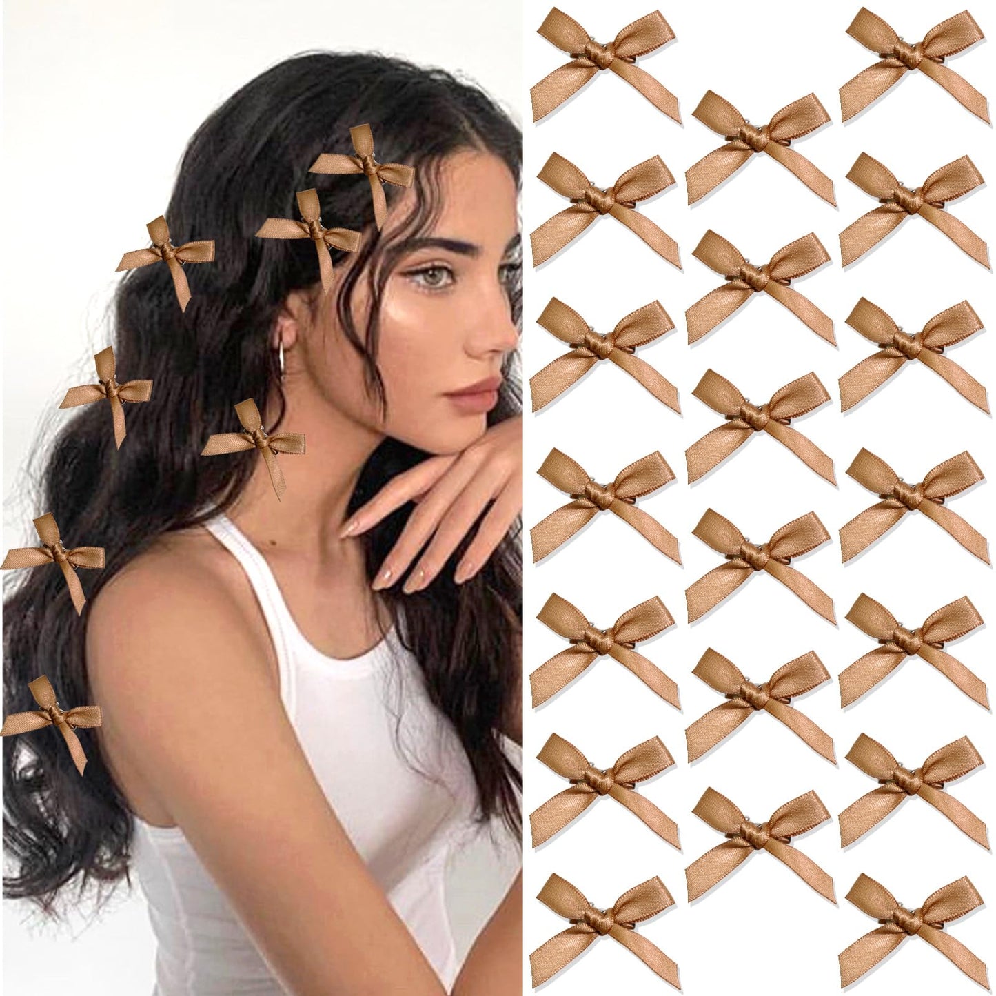 Mini 20PCS Bowknot Ribbon Barrettes - Cute Claw Clips Hair Accessories