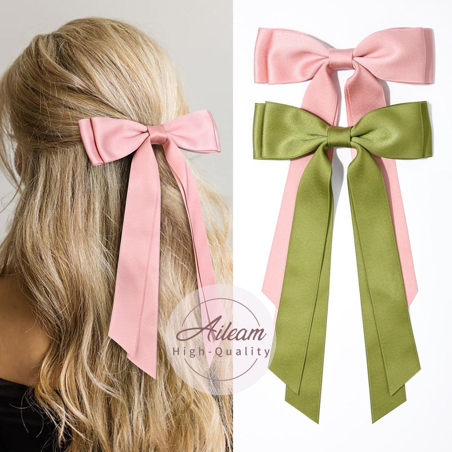 Silky Satin 2PCS Hair Bows Hair Clip - Holder Accessories Slides Metal Clips Hair Bow