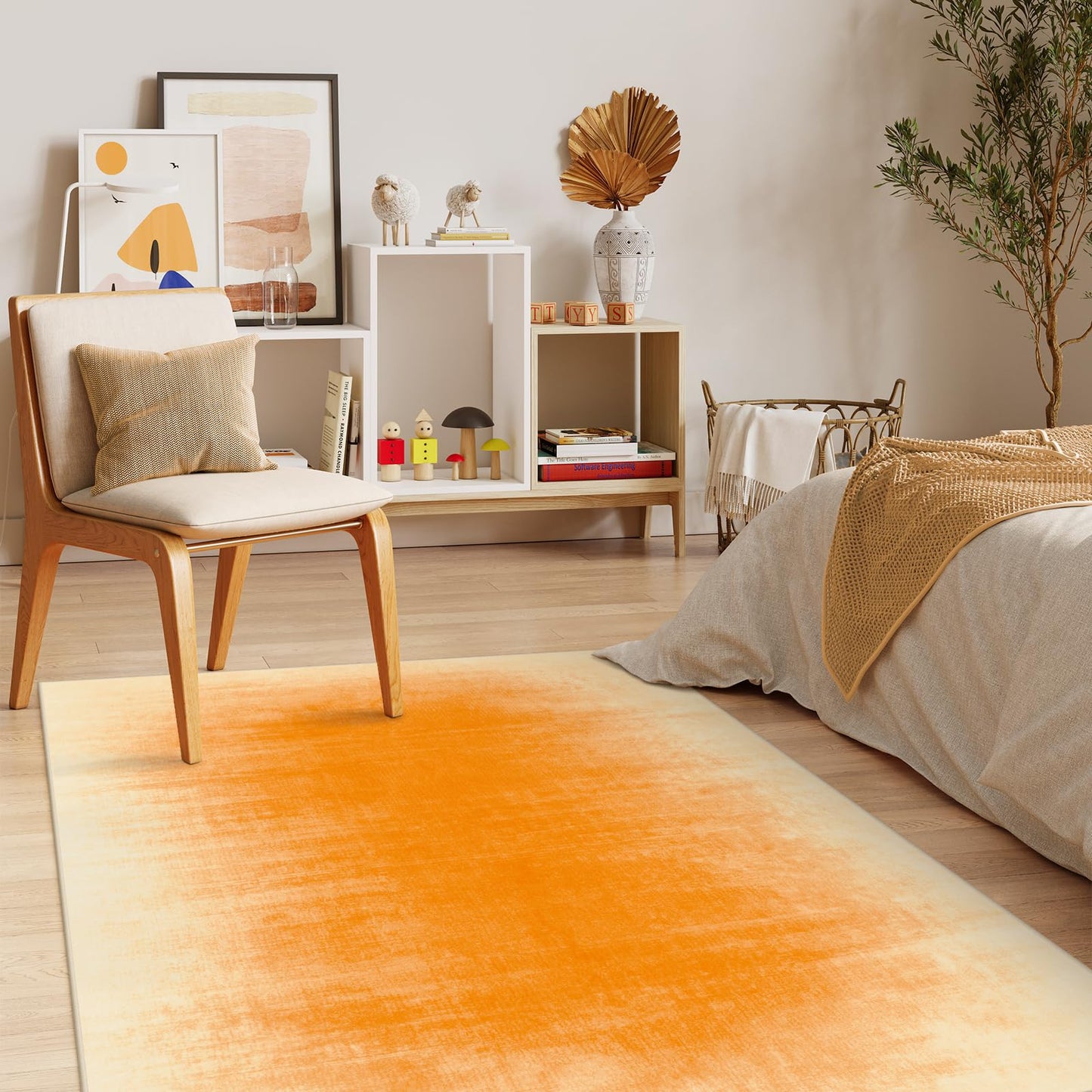 Contemporary Ombre Nursery Rug Washable Non-Slip