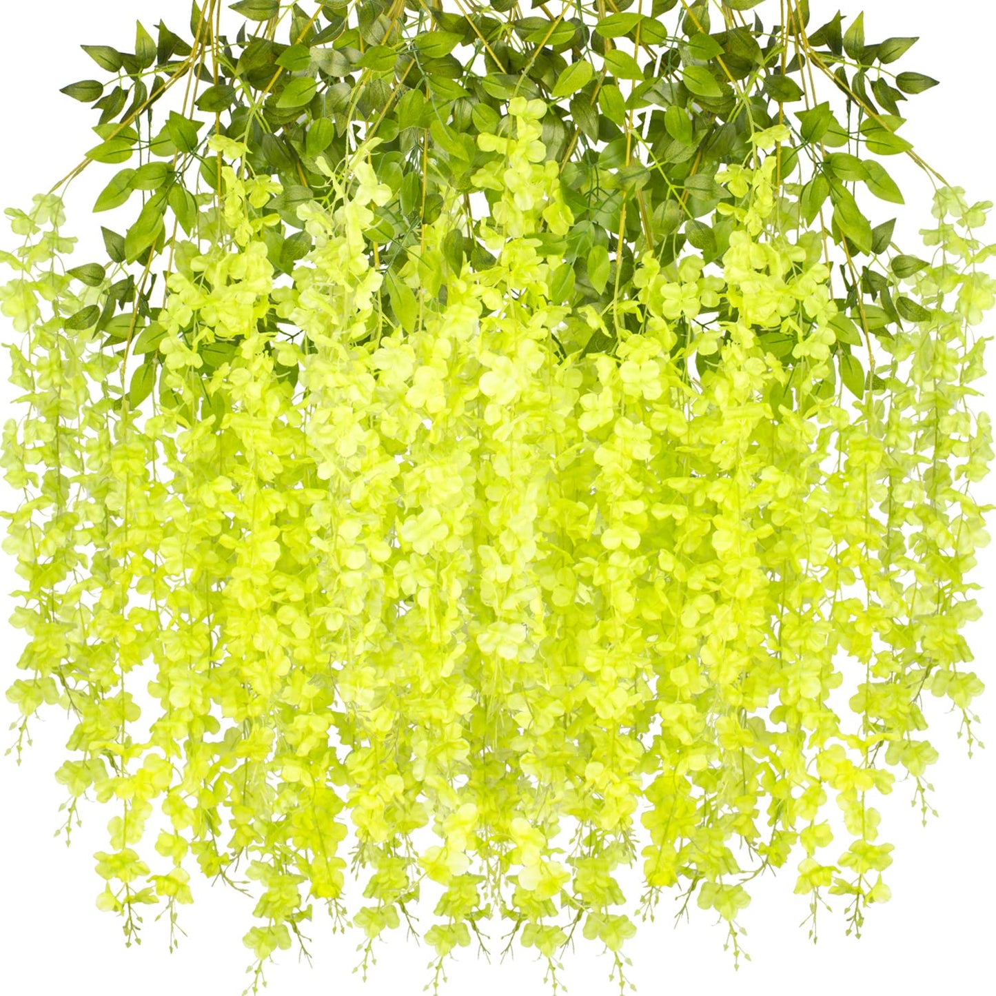 Hanging Artificial Flowers Silk Wisteria Vine Ratta Flower, 12 Pack