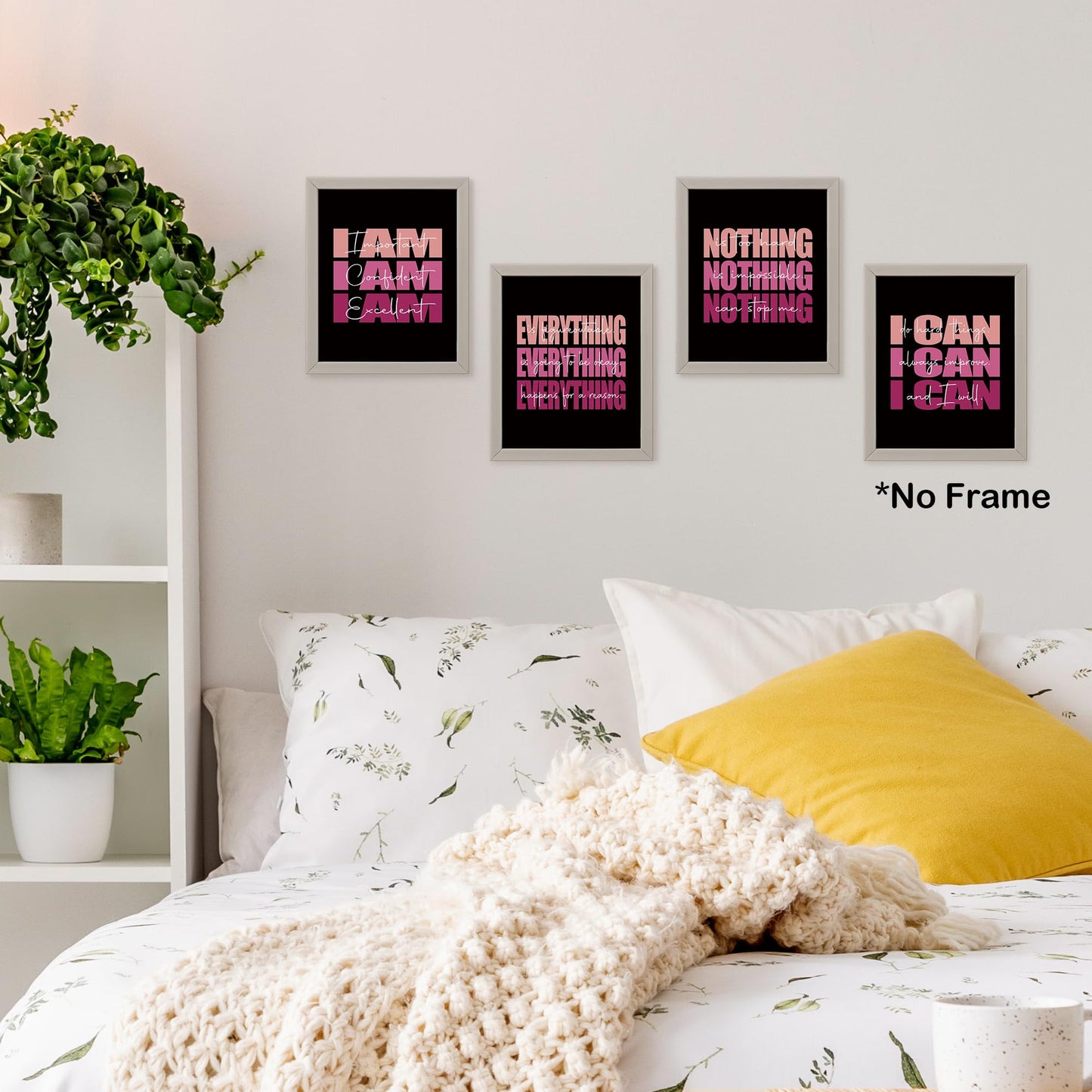 Set of 4 Inspirational Posters – Motivational Wall Art for Teen Girls & Women (8x10)