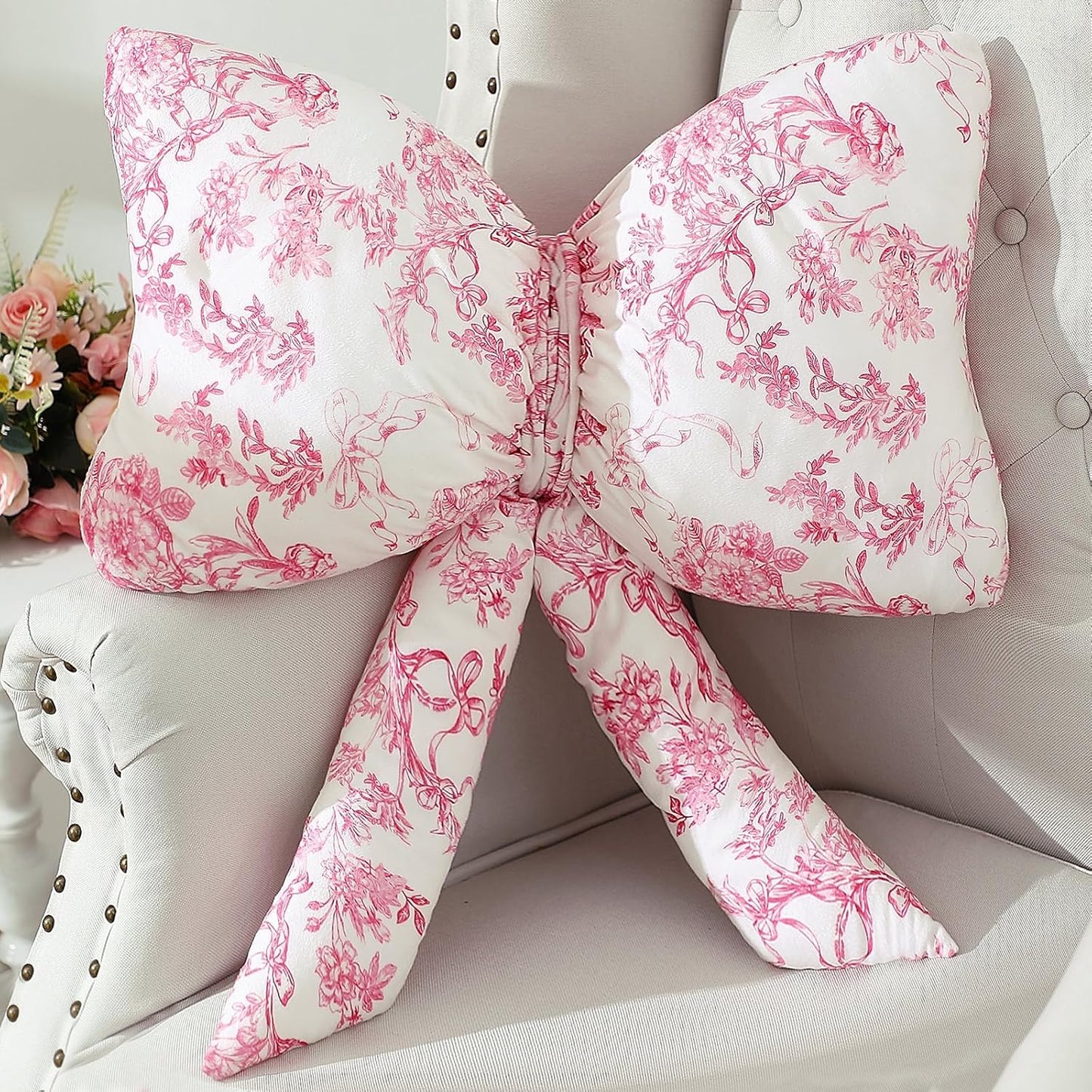 Large Plush Coquette Bow Pillow Decoration 24inch