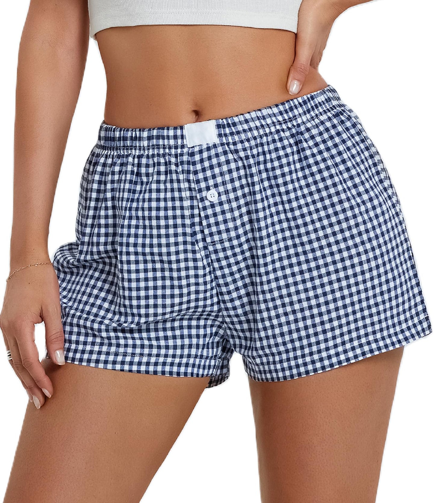 Gingham Cute Pajamas Shorts l Bottoms Elastic Boxers