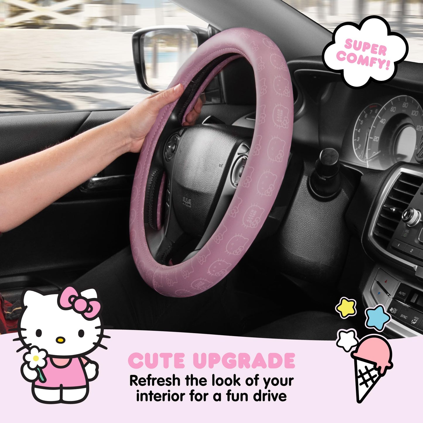 Hello Kitty Steering Wheel Cover, Universal Size 14.5-15