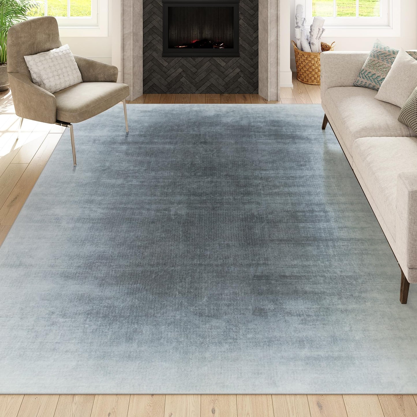 Contemporary Ombre Nursery Rug Washable Non-Slip