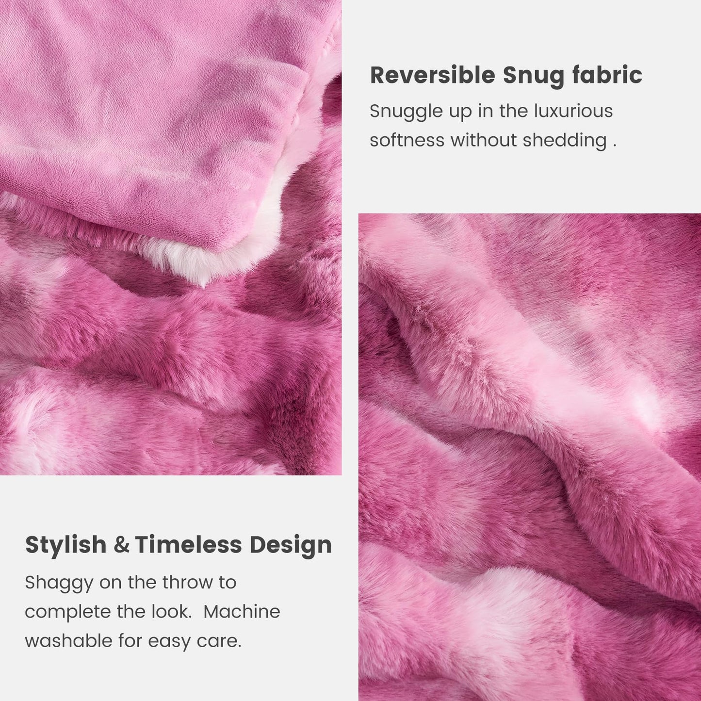 Faux Fur Throw Blanket -Fuzzy Soft Plush Thick Bubble Blanket