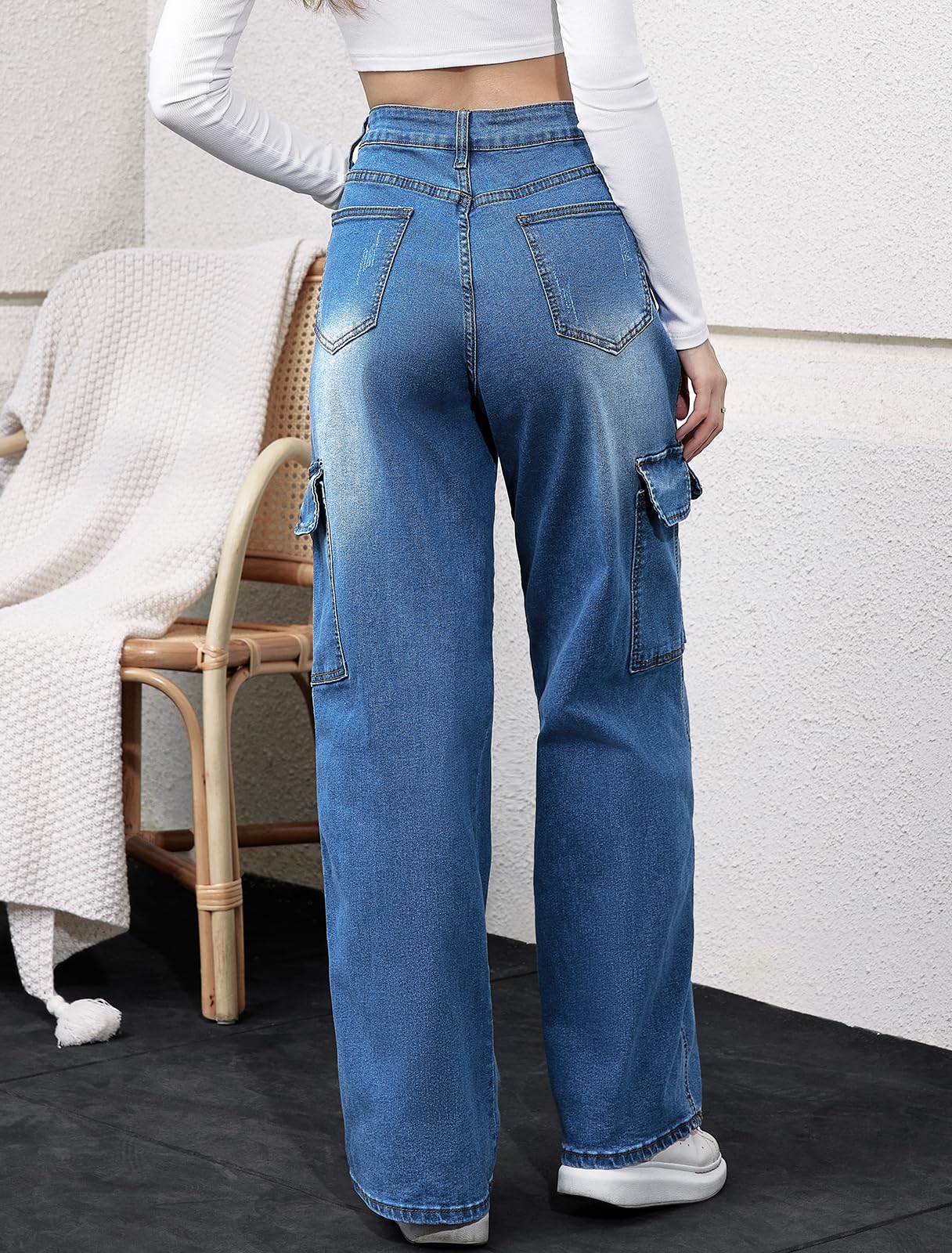 Y2K High-Waisted Baggy Jeans – Stretch Wide-Leg Denim