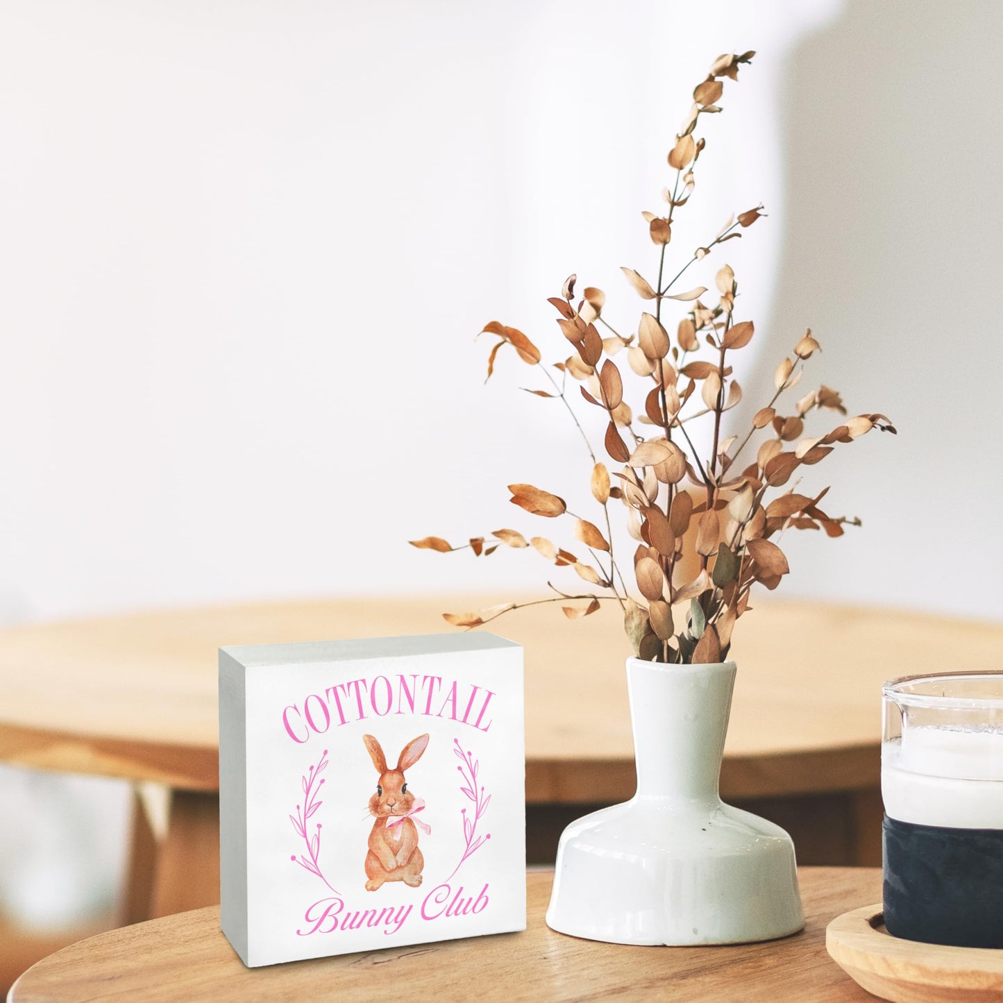 Wooden Box Easter Sign Decor, 5x5 Inch