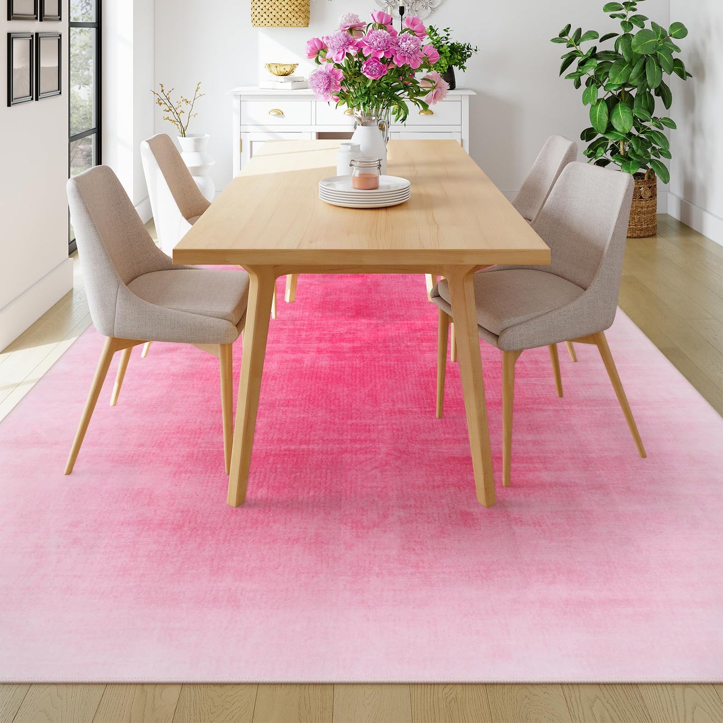 Contemporary Ombre Nursery Rug Washable Non-Slip