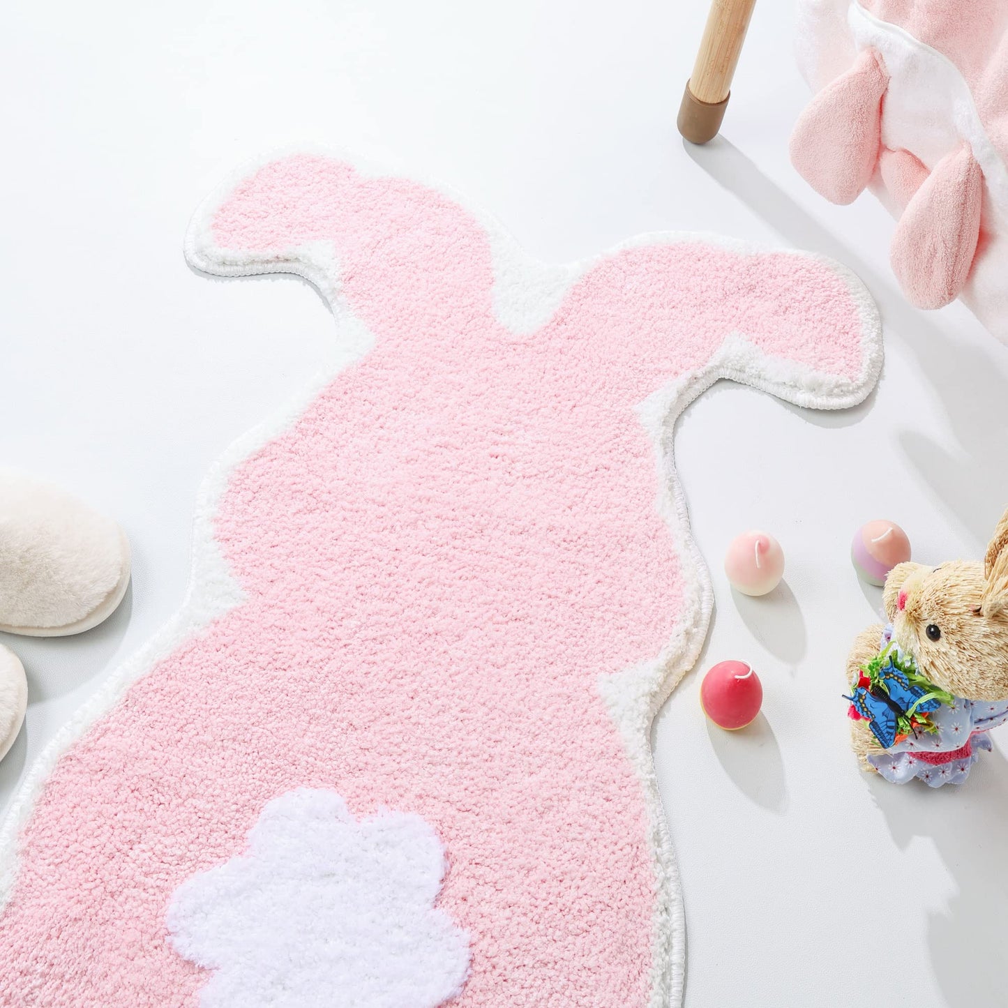 Pink Cute Rabbit Easter Bathroom Rugs Bath