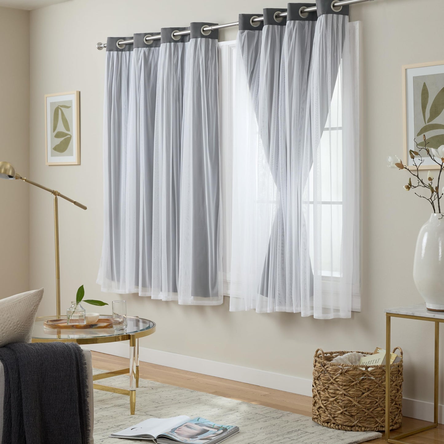 Exclusive Home Catarina Layered Solid Room Darkening Blackout and Sheer Grommet Curtain Panel