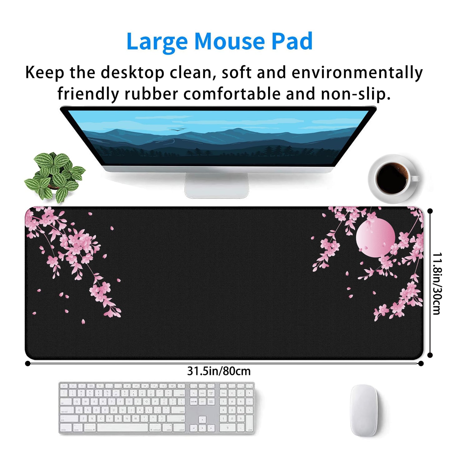 Desk Mat Modern Abstract Cute Large Mouse Pad XL 31.5x11.8in 3mm Non-Slip Rubber Base