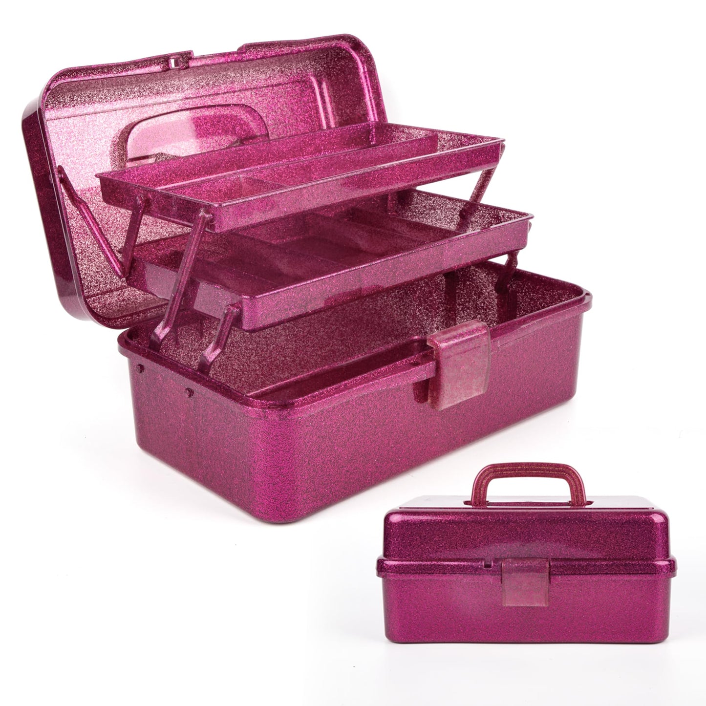 Glitter Pink Three-Layer Multipurpose Art&Craft Tool Storage Box