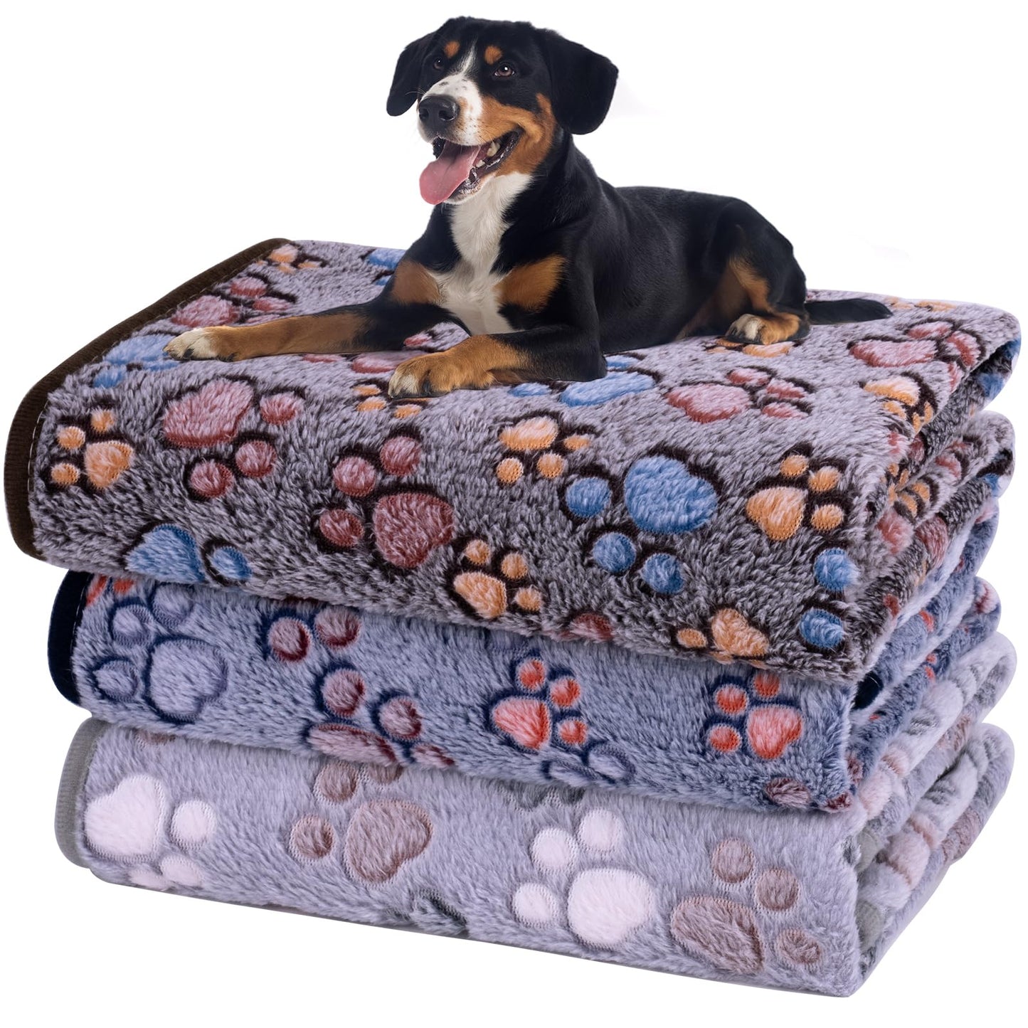 Soft Fluffy Fleece Blanket for Small, Medium and Large Dogs - Paw Print Pink Pet Blanket