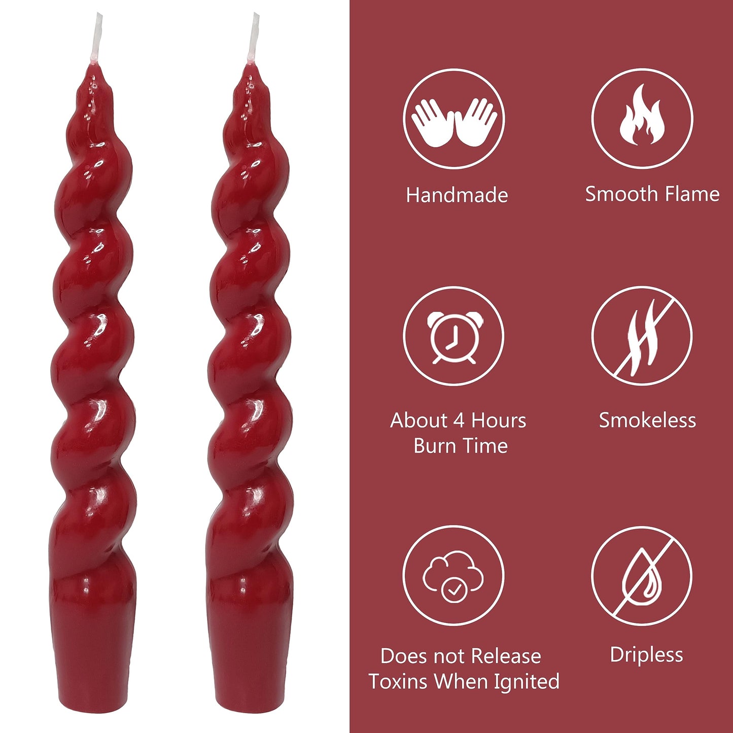 Spiral Taper Candles – Handmade & Unscented (Set of 2) 7.5"