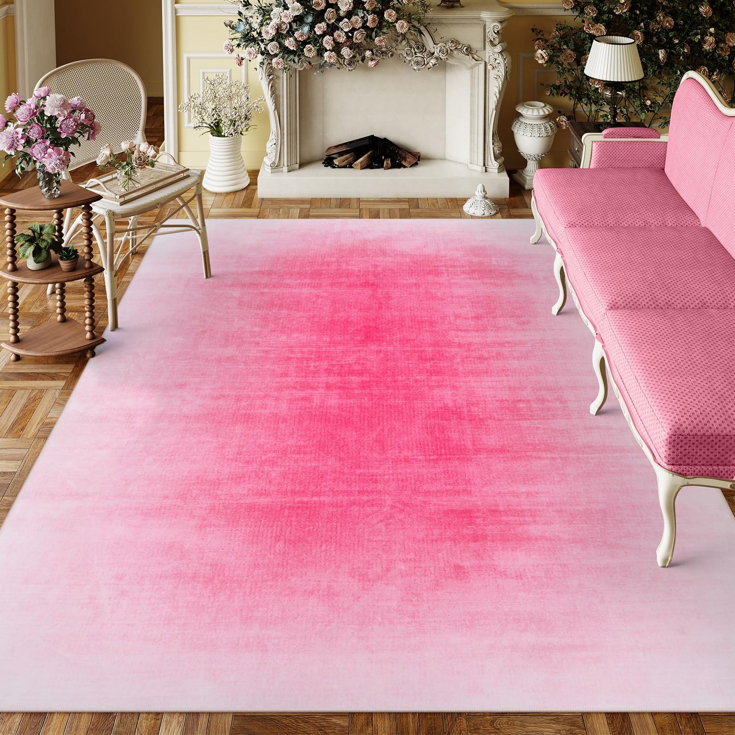 Contemporary Ombre Nursery Rug Washable Non-Slip