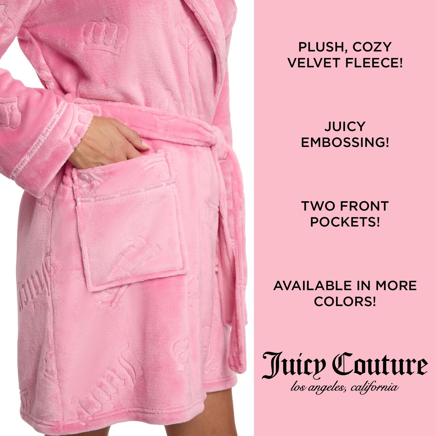 Juicy Couture Women's Super Soft Luxe Plush Shawl Collar Robe