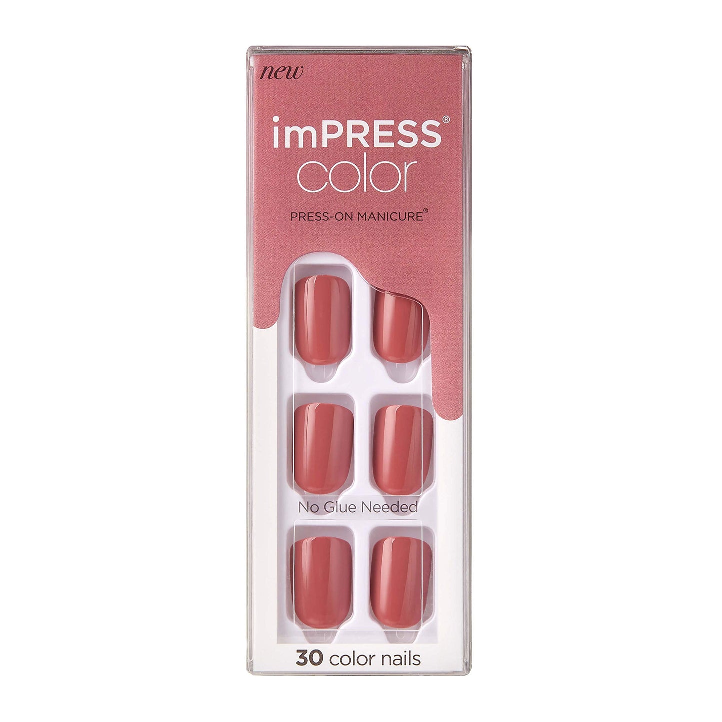 KISS imPRESS No Glue Mani Press On Nails, Short Size Squoval Shape, Includes 30 Nails