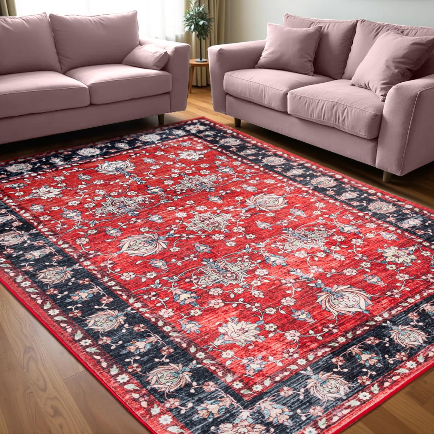 Non Slip Machine Washable Large Living Room Rug