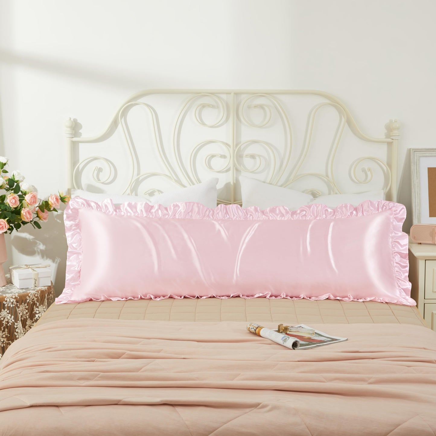 Princess Silky Satin Ruffled Pillow Cases Room Decoration