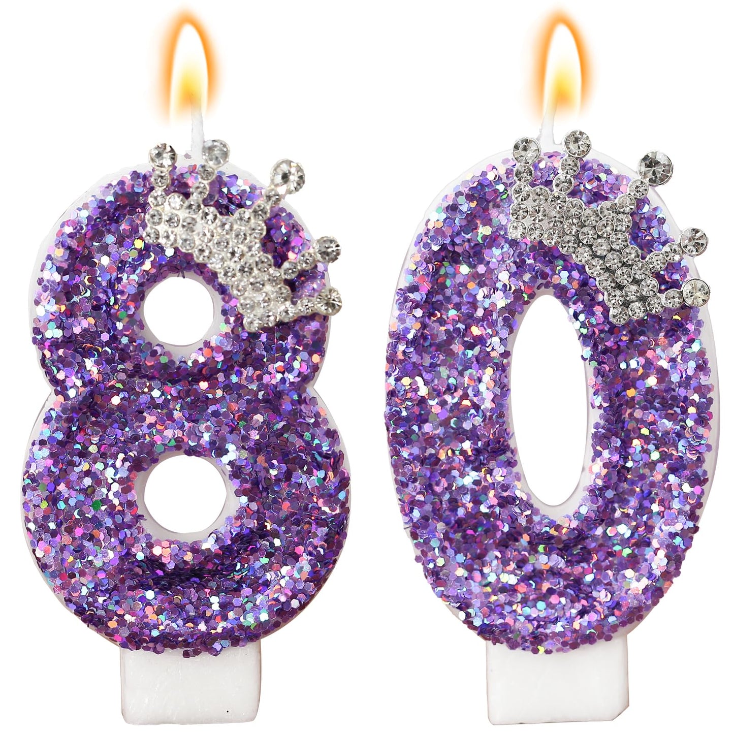 Glitter Birthday Number Candles, Crown Birthday Candles for Cake