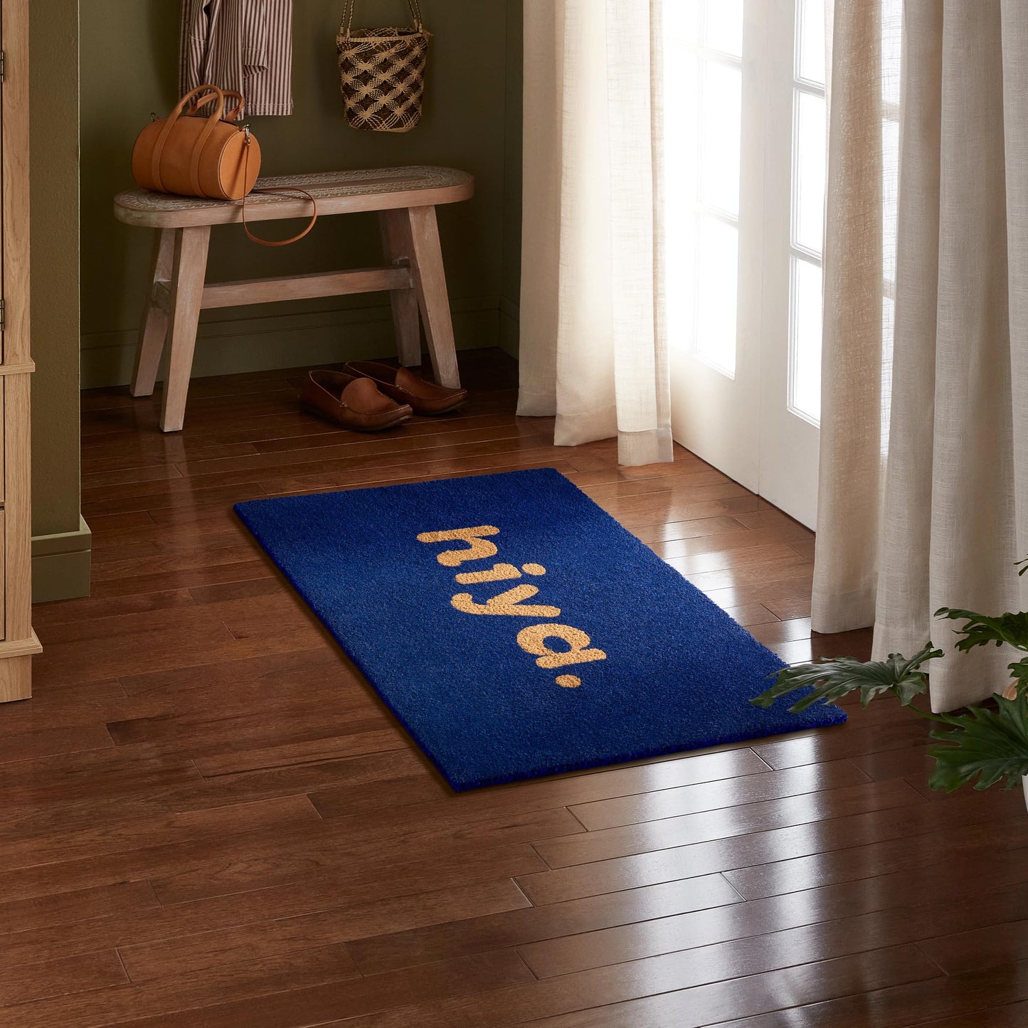 Hiya Painted Welcome Door Mat - Heavyweight Non-Slip Mat, 24"x36"