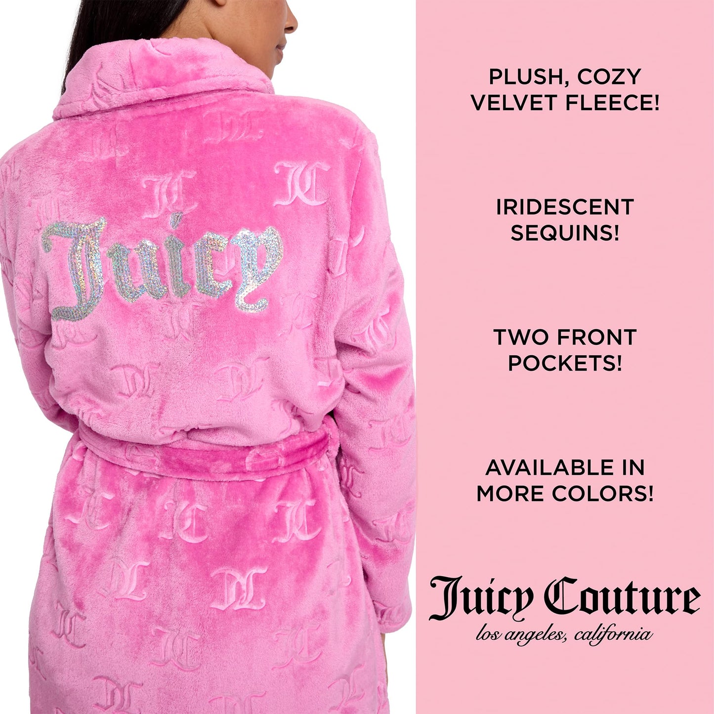 Juicy Couture Women's Super Soft Luxe Plush Shawl Collar Robe