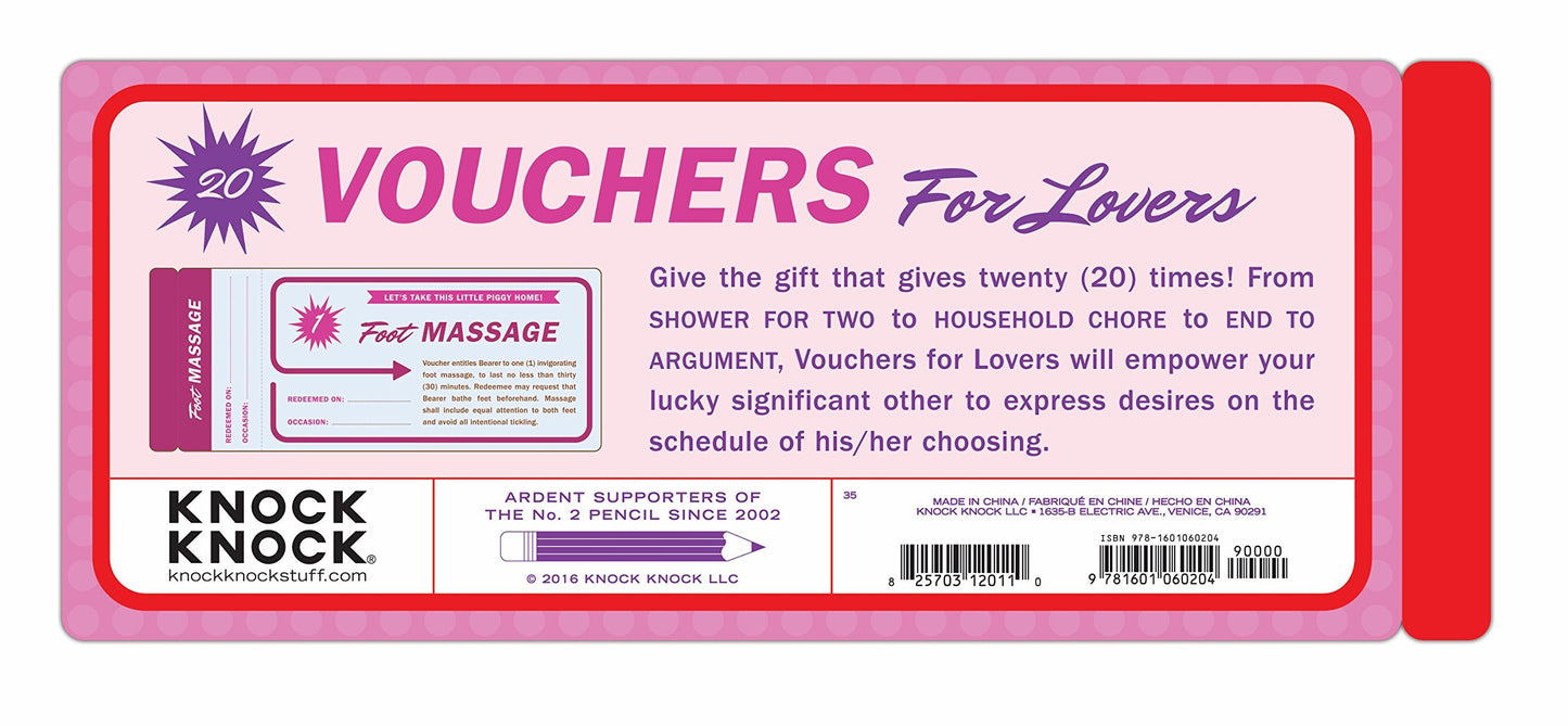 Knock Knock Love Coupons Book – 20 Vouchers for Couples, Boyfriend, Girlfriend & Spouses (8 x 3.25 Inches)