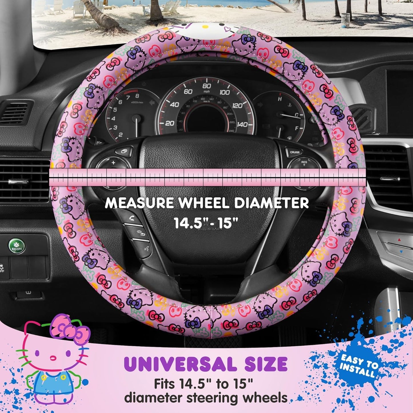 Hello Kitty Steering Wheel Cover, Universal Size 14.5-15