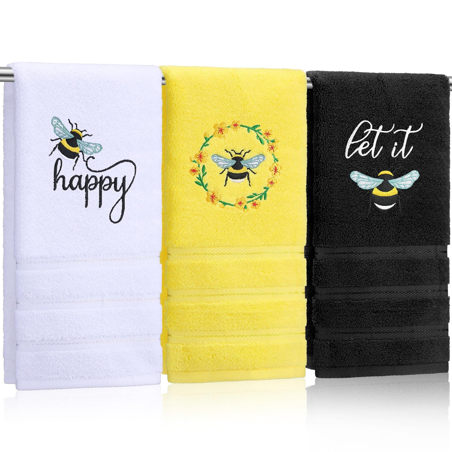 Embroidered Floral Hand Towels - Cute Summer Flowers Cotton Soft Absorbent Towels