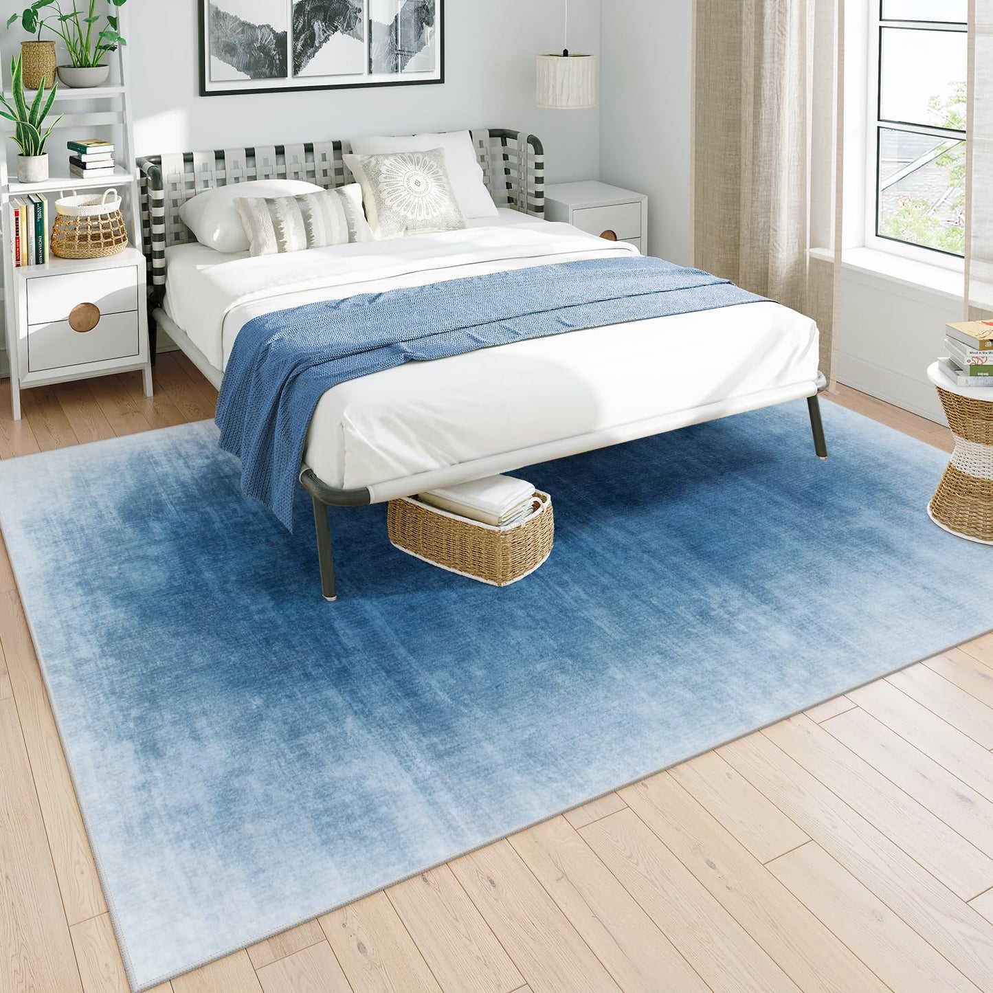 Contemporary Ombre Nursery Rug Washable Non-Slip