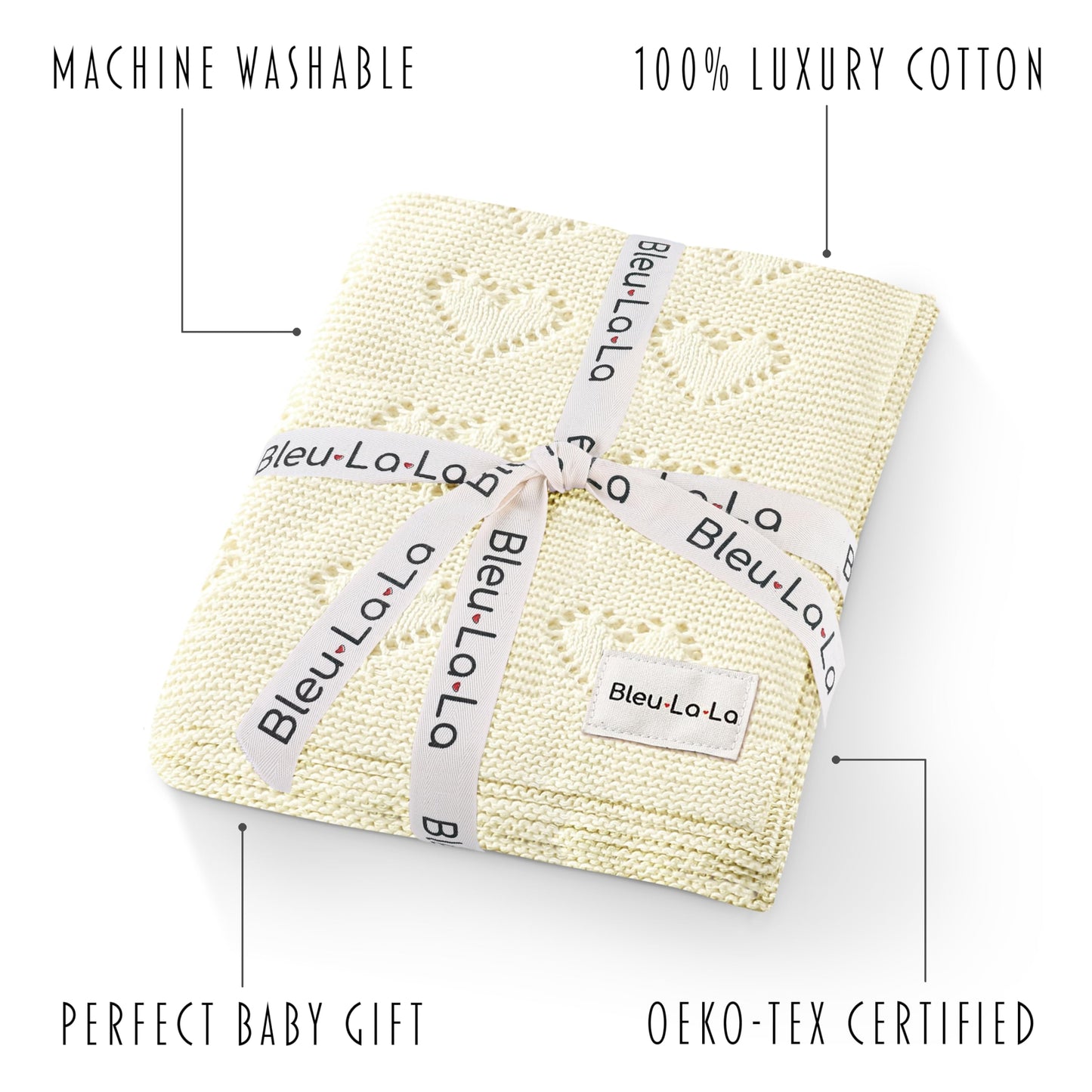 Swaddling Luxury Cotton Knit Heart Baby Blanket