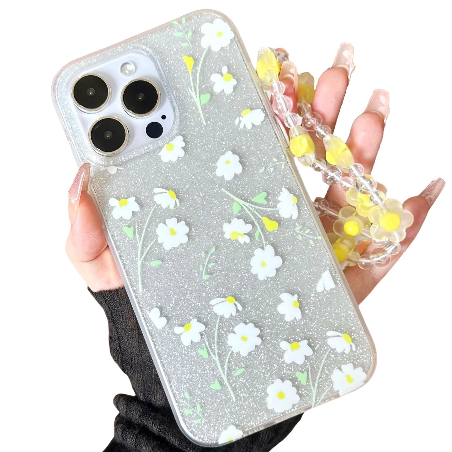 Cute Aesthetic Pattern Case Compatible with iPhone with Wrist Strap Design